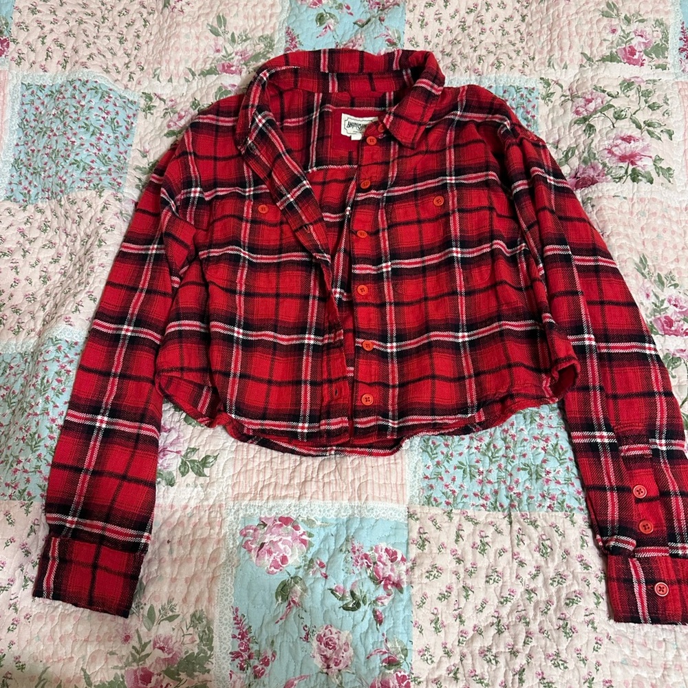 Vintage American Eagle Cropped Flannel